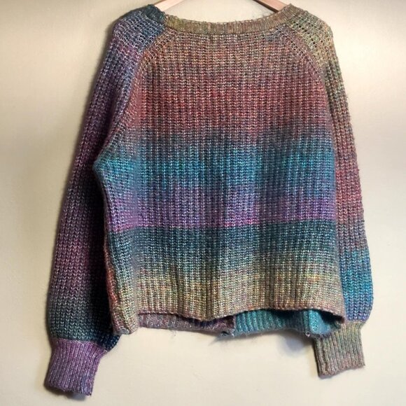Anthropologie Oliver .O Womens Cardigan Sweater Multicolor Soft Stripes XL - Picture 5 of 6